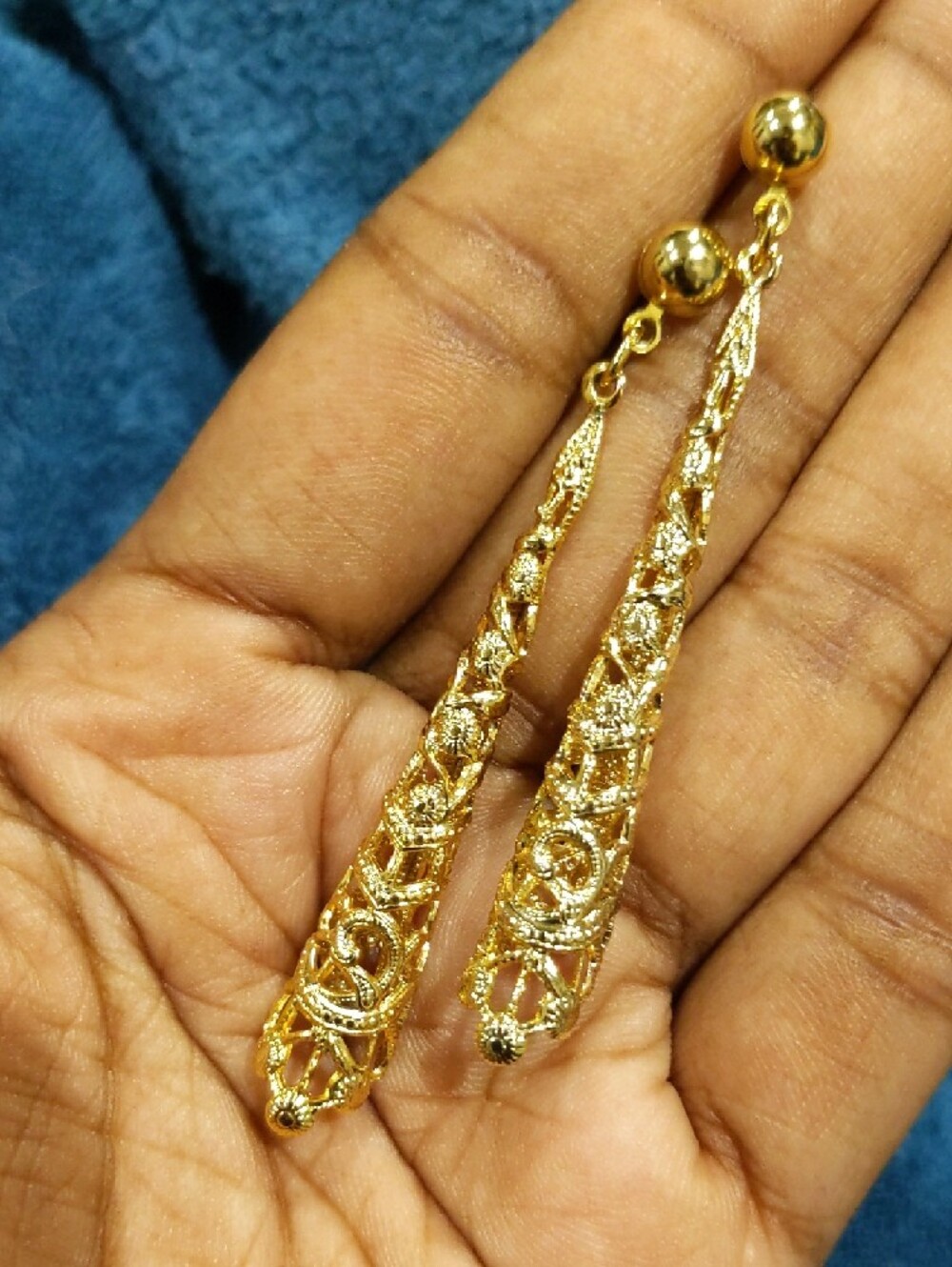 Gold Filigree Drop Earrings - Women Jewelry